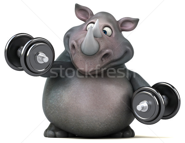 Stock photo: Fun rhino - 3D Illustration