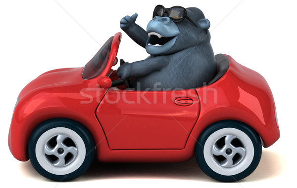 [[stock_photo]]: Amusement · gorille · 3d · illustration · animaux · transport · cartoon