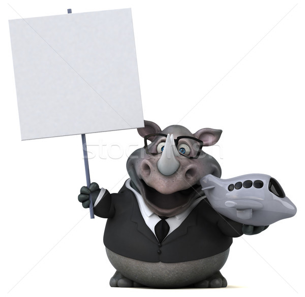 Amusement rhinocéros 3d illustration affaires costume avion [[stock_photo]] © julientromeur