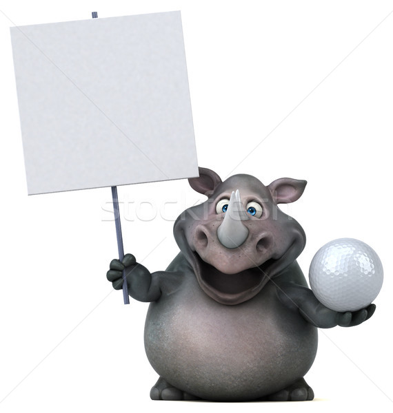 Stock photo: Fun rhinoceros - 3D Illustration