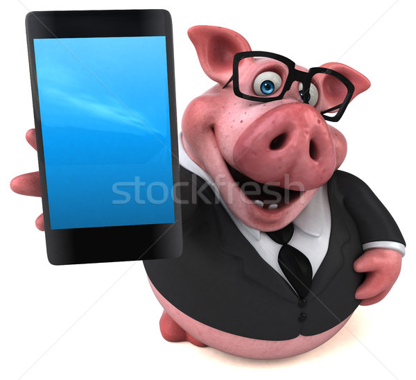 Amusement porc 3d illustration téléphone affaires costume [[stock_photo]] © julientromeur