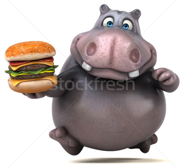 Zabawy hipopotam tłuszczu graficzne Afryki brzuch Zdjęcia stock © julientromeur