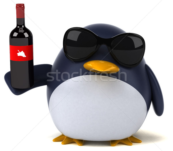 весело пингвин 3d иллюстрации вино птица пить Сток-фото © julientromeur