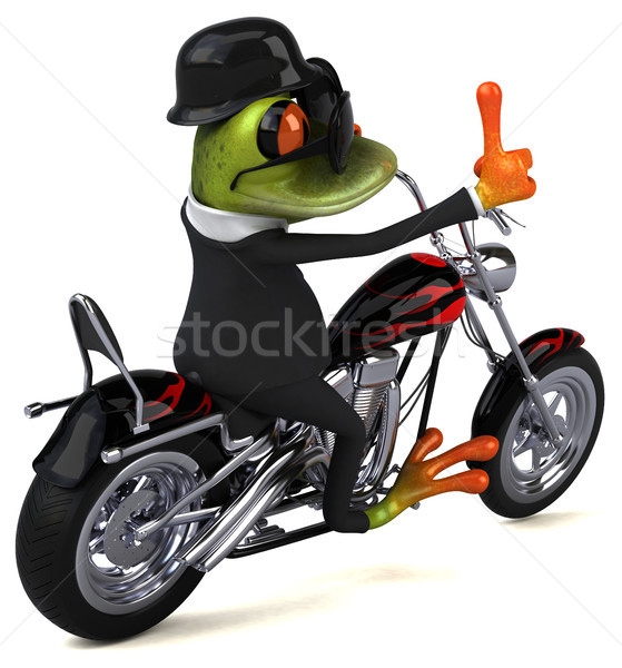 Fun frog on a motorcycle - 3D Illustration Stock photo © julientromeur