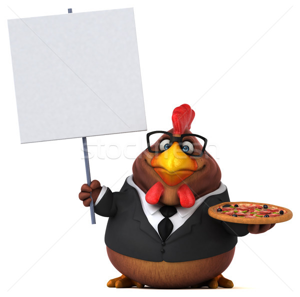 Divertimento pollo illustrazione 3d pizza uccello suit Foto d'archivio © julientromeur