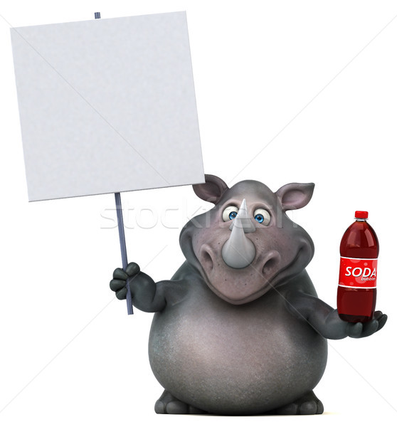 Divertimento rinoceronte illustrazione 3d bere grasso animale Foto d'archivio © julientromeur
