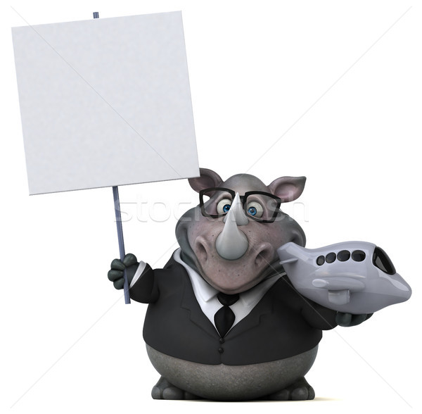 Divertimento rinoceronte illustrazione 3d imprenditore suit piano Foto d'archivio © julientromeur