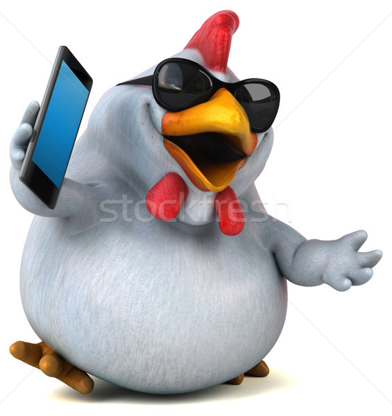 Zabawy kurczaka 3d ilustracji telefonu projektu ptaków Zdjęcia stock © julientromeur
