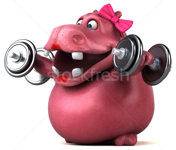 粉紅色 河馬 3d圖 女子 健身房 樂趣 商業照片 © julientromeur