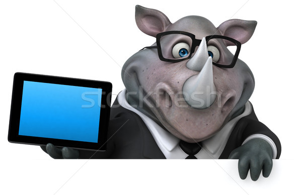 Divertimento rinoceronte illustrazione 3d imprenditore suit grasso Foto d'archivio © julientromeur
