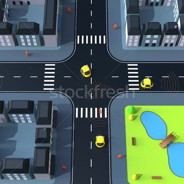 Sel-driving cars - 3D Illustration Stock photo © julientromeur