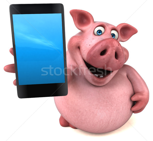 Jókedv disznó 3d illusztráció telefon kövér rózsaszín Stock fotó © julientromeur