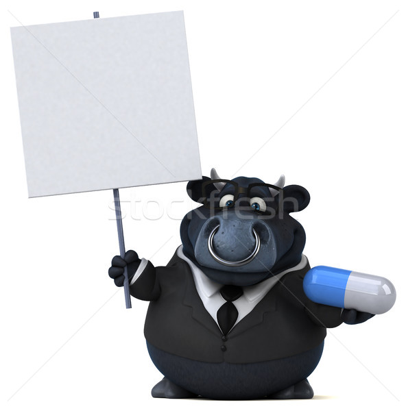 Stockfoto: Zwarte · stier · 3d · illustration · business · geneeskunde · pak