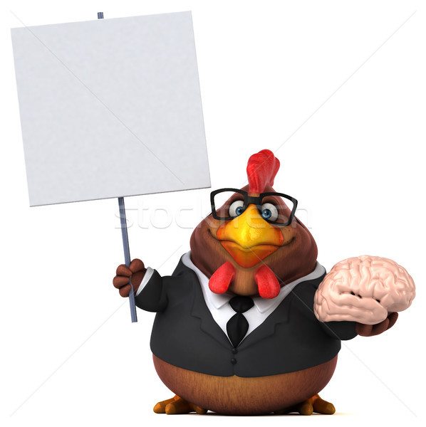 весело куриные 3d иллюстрации птица костюм мозг Сток-фото © julientromeur