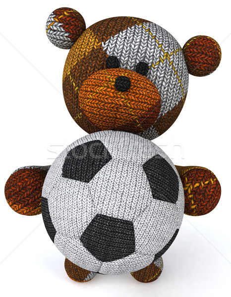 Ursuleţ copil fotbal bilă jucărie cadou Imagine de stoc © julientromeur
