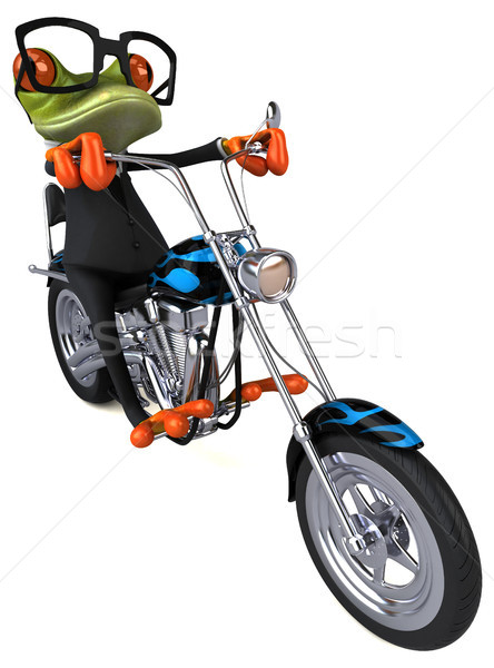 Fun frog on a motorcycle - 3D Illustration Stock photo © julientromeur