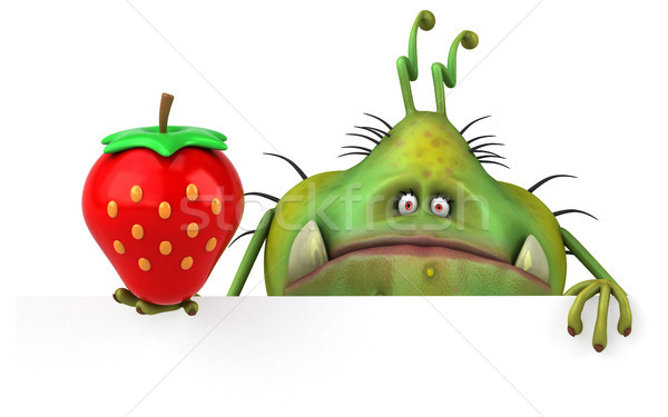 Jókedv bacilus 3d illusztráció gyümölcs egészség eper Stock fotó © julientromeur