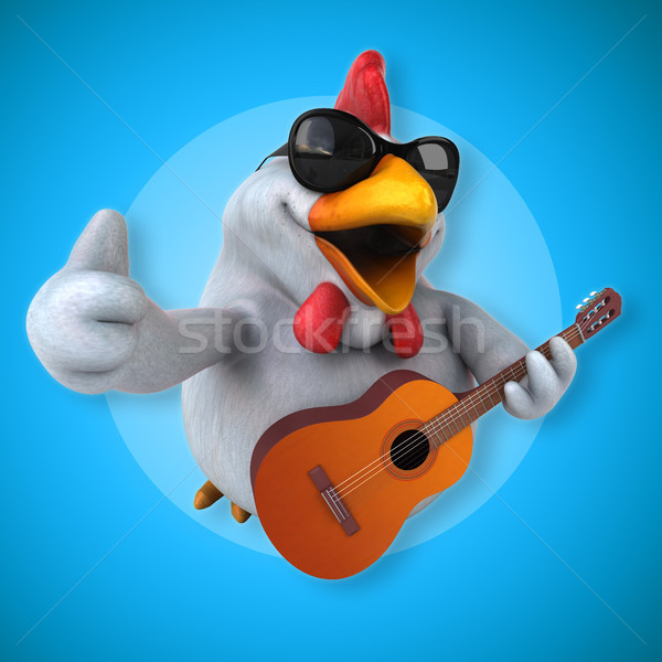 Zabawy kurczaka 3d ilustracji gitara projektu ptaków Zdjęcia stock © julientromeur