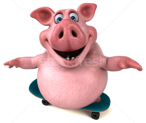 весело свинья 3d иллюстрации фермы Skate животного Сток-фото © julientromeur