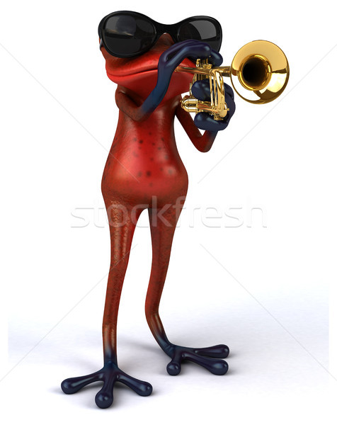 Spaß Frosch Musik tropischen Trompete 3D Stock foto © julientromeur