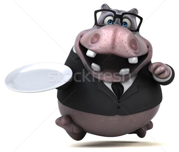 Jókedv víziló 3d illusztráció öltöny pénzügy kövér Stock fotó © julientromeur