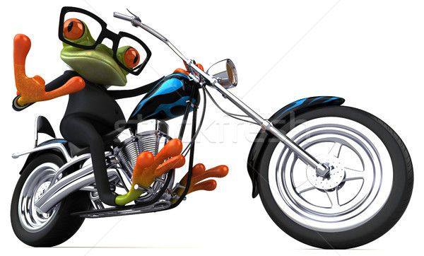 Fun frog on a motorcycle - 3D Illustration Stock photo © julientromeur