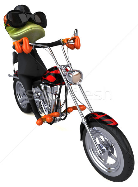 Fun frog on a motorcycle - 3D Illustration Stock photo © julientromeur