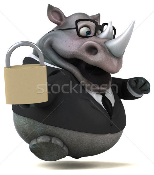 Jókedv orrszarvú 3d illusztráció üzletember öltöny kövér Stock fotó © julientromeur