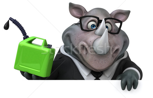 Divertimento rinoceronte illustrazione 3d imprenditore verde suit Foto d'archivio © julientromeur