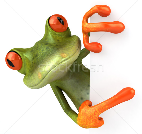 Frog with a blank sign Stock photo © julientromeur