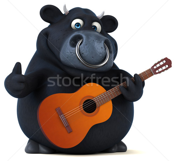 весело черный бык 3d иллюстрации гитаре природы Сток-фото © julientromeur