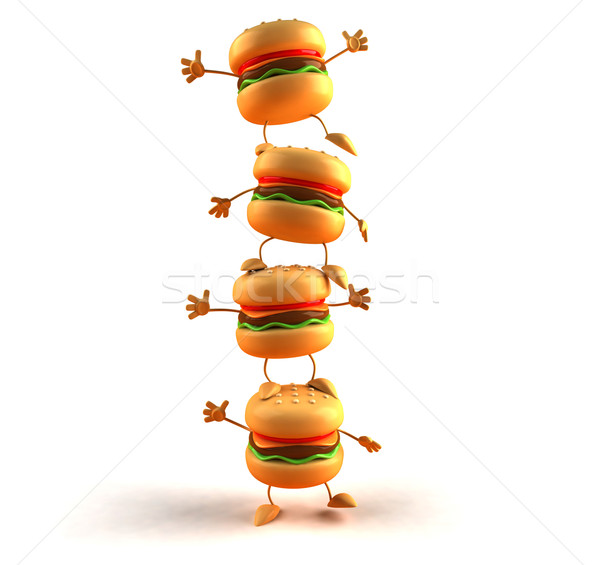 Stockfoto: Hamburger · voedsel · brood · vlees · vet · eten