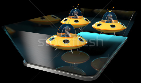 Ilustração 3d telefone terra arte estrelas ciência Foto stock © julientromeur