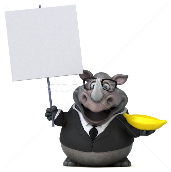 Divertimento rinoceronte illustrazione 3d imprenditore suit banana Foto d'archivio © julientromeur