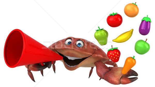 Foto stock: Diversão · caranguejo · ilustração · 3d · maçã · jantar · tomates