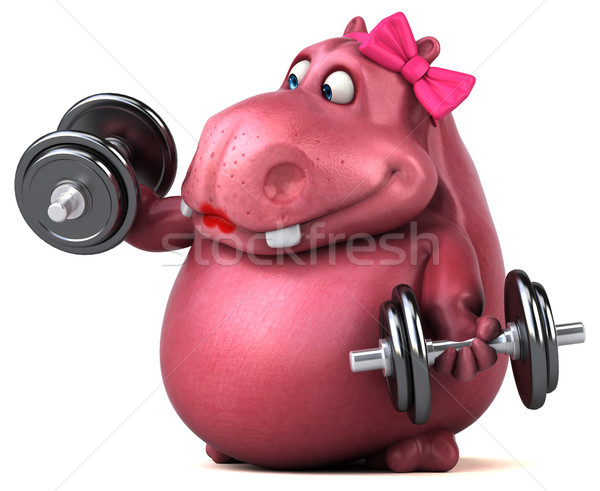 Rózsaszín víziló 3d illusztráció sport jókedv kövér Stock fotó © julientromeur