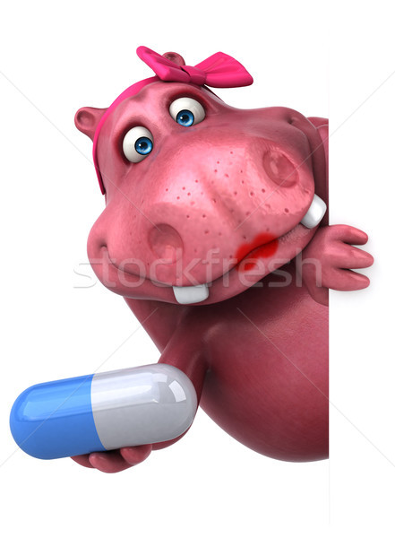 Stockfoto: Roze · nijlpaard · 3d · illustration · leuk · vet · grafische