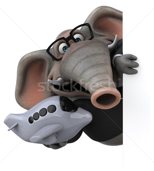 Stock foto: Spaß · Elefanten · 3D-Darstellung · Reise · Anzug · Flugzeug