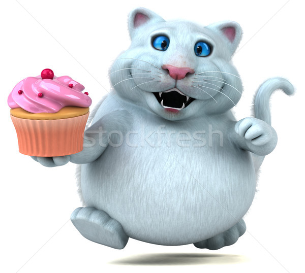 Jókedv macska 3d illusztráció fehér desszert rajz Stock fotó © julientromeur