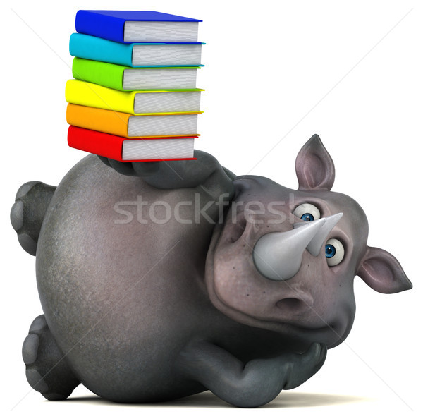 Сток-фото: весело · носорог · 3d · иллюстрации · книгах · жира · животного
