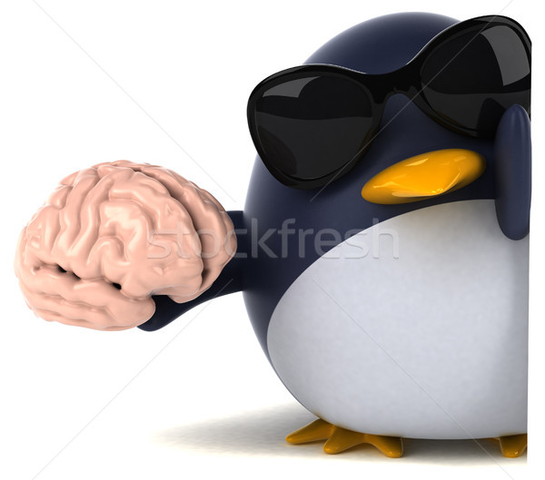 Amusement pingouin 3d illustration oiseau cerveau drôle [[stock_photo]] © julientromeur