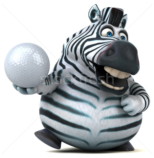 [[stock_photo]]: Amusement · zèbre · 3d · illustration · golf · balle · Afrique