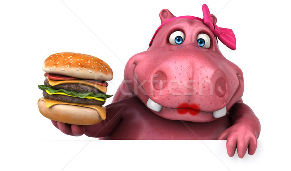 Pink Hippo - 3D Illustration Stock photo © julientromeur