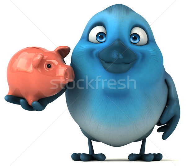 Niebieski ptaków finansów komunikacji cartoon banku piggy Zdjęcia stock © julientromeur