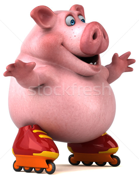 Spaß Schwein 3D-Darstellung Bauernhof skate Tier Stock foto © julientromeur