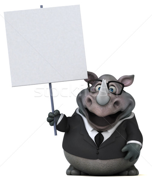 Leuk neushoorn 3d illustration zakenman pak vet Stockfoto © julientromeur