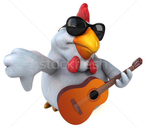 Zabawy kurczaka 3d ilustracji gitara projektu ptaków Zdjęcia stock © julientromeur
