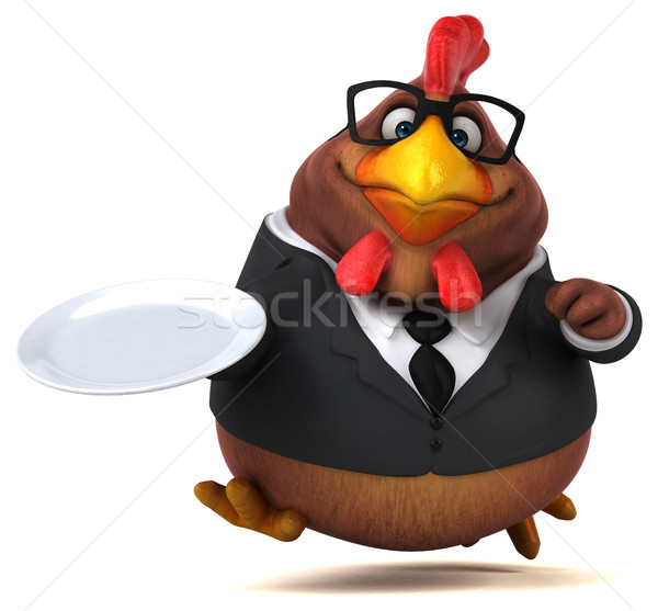 Spaß Huhn 3D-Darstellung Essen Design Geschäftsmann Stock foto © julientromeur