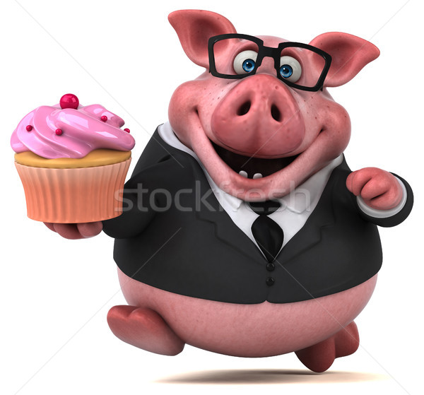Distracţie porc ilustrare 3d om de afaceri costum grăsime Imagine de stoc © julientromeur