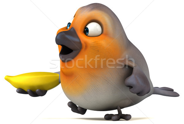 Distracţie pasăre portocaliu sân banană alb Imagine de stoc © julientromeur